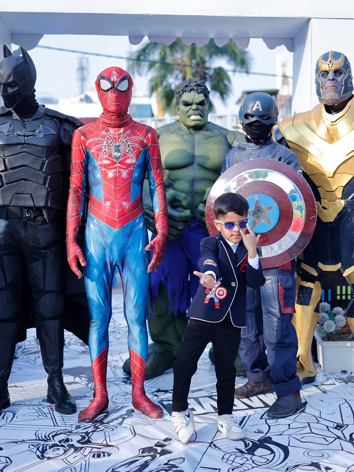Superhero character party photo booth